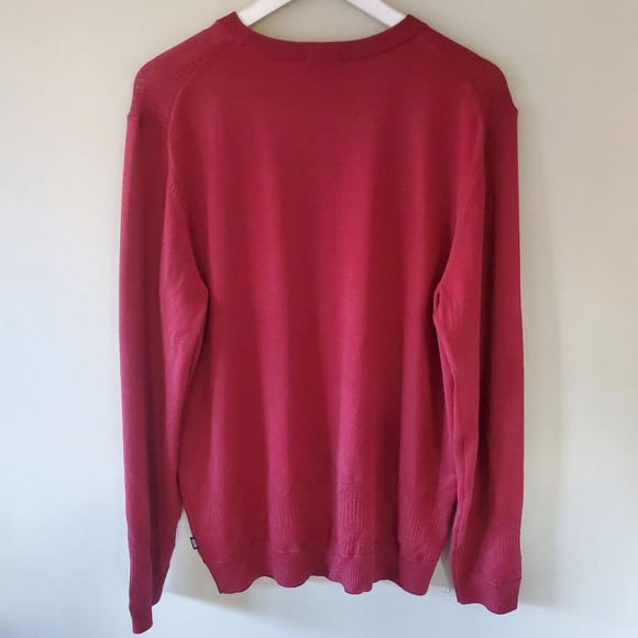 Hugo Boss L Merino Old Money Preppy Jaquard Chevron V-Neck Knit Wool Sweater - Picture 6 of 8